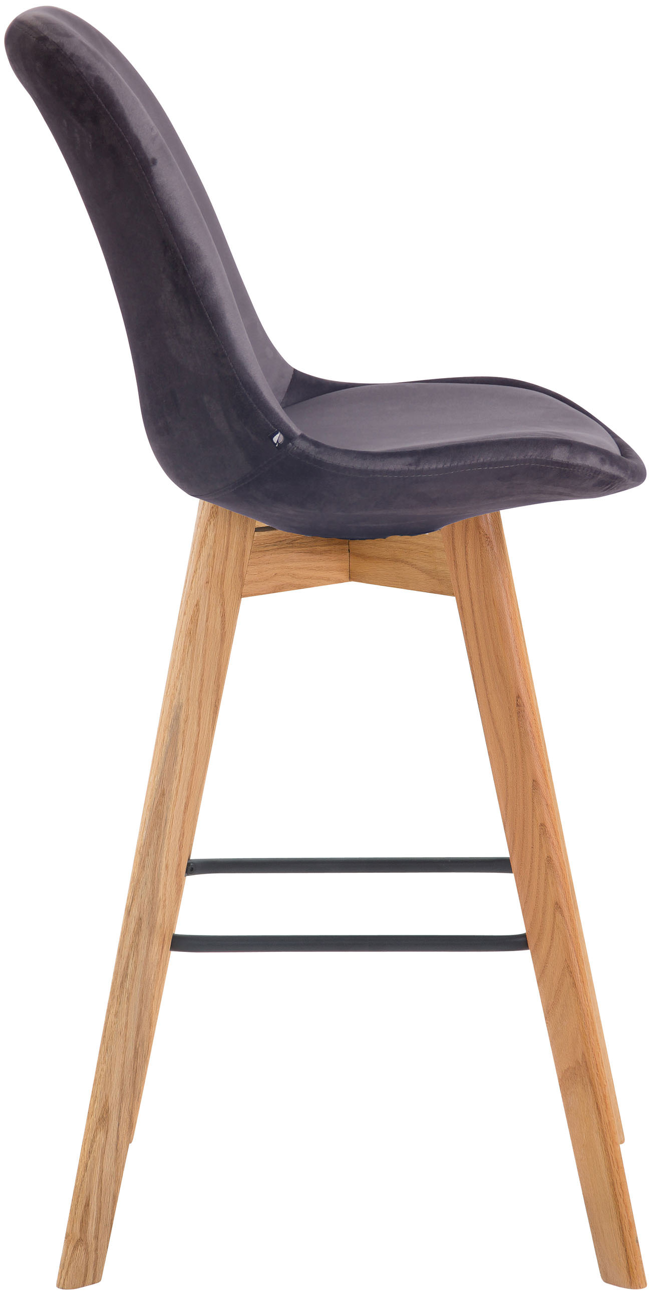 Lot de 2 tabourets de bar Metz en velours Pieds en bois