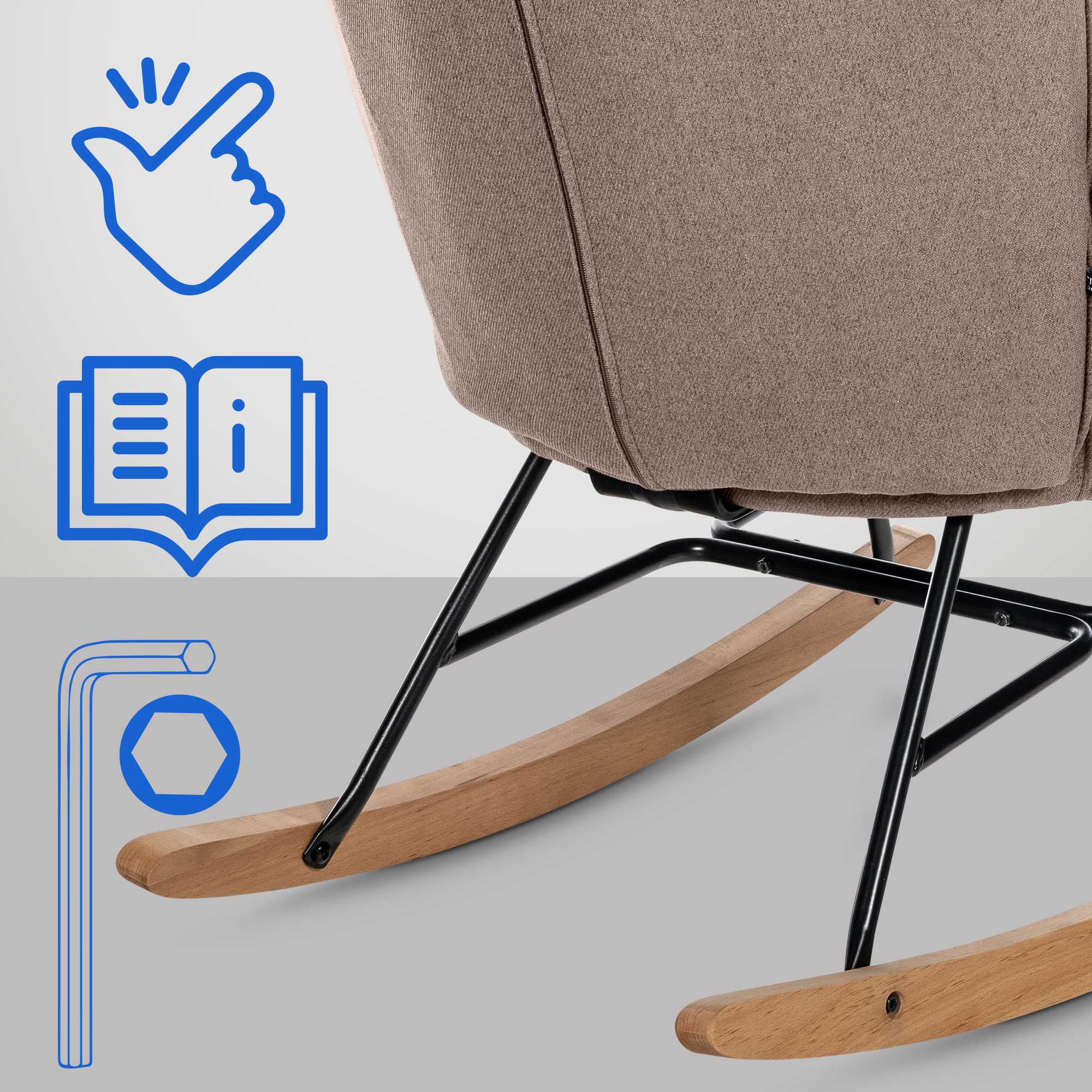 Fauteuil à bascule Sanka en tissu
