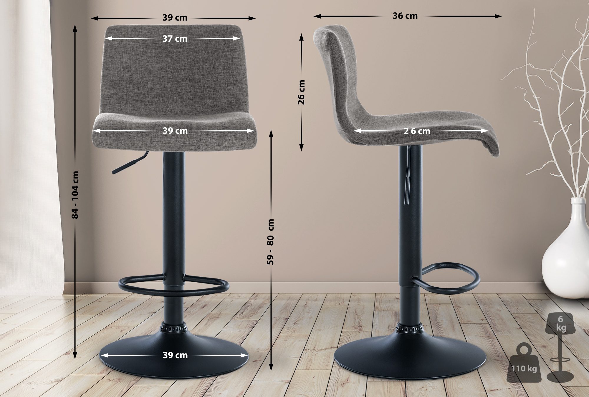 Lot de 2 tabourets de bar Branford