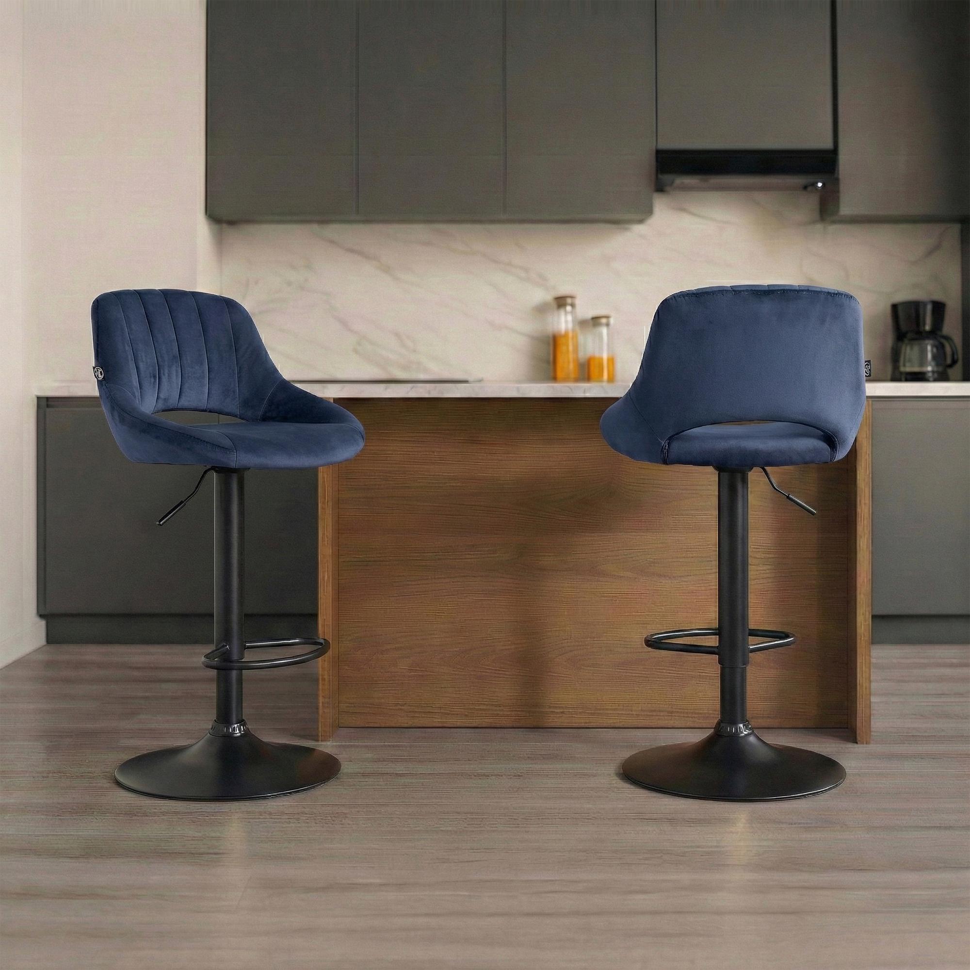 Lot de 2 tabourets de bar Milet en velours