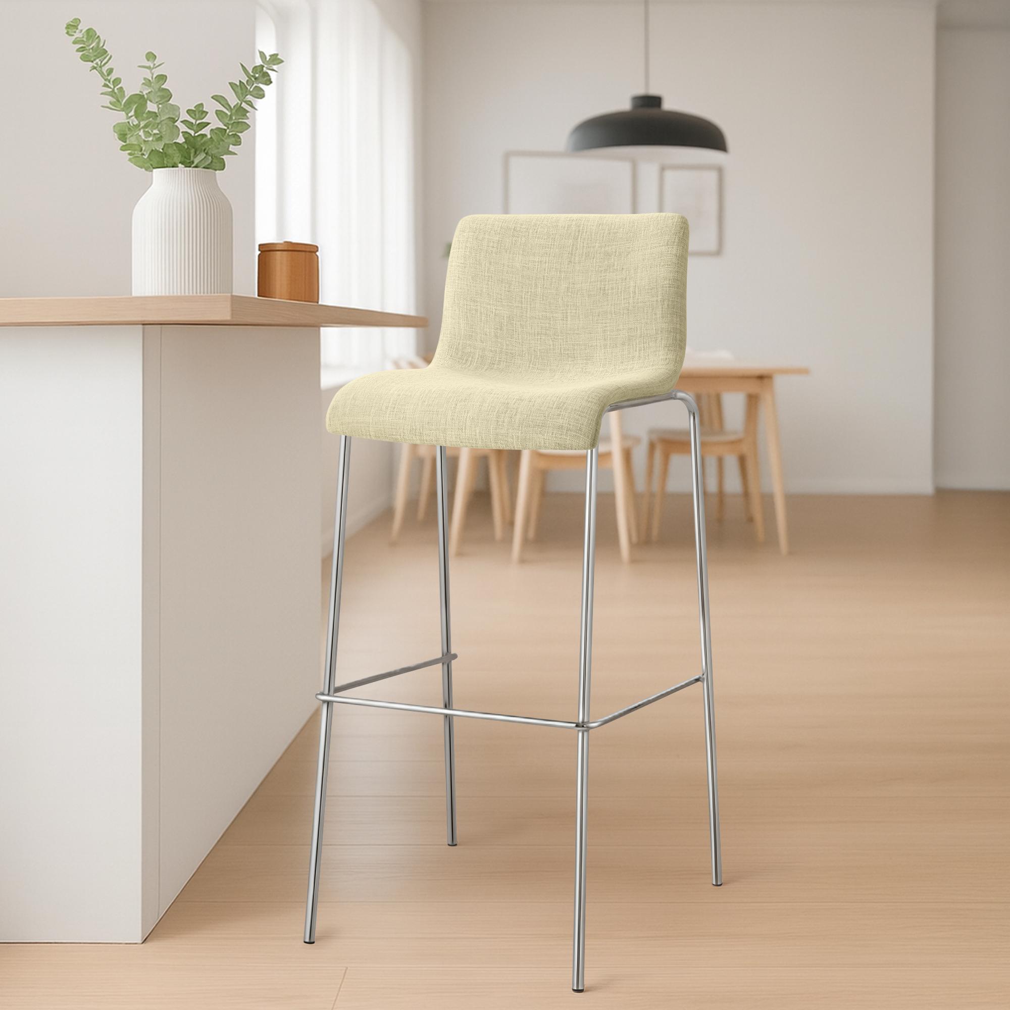 Lot de 2 tabourets de bar Hover en tissu, pieds metalliques