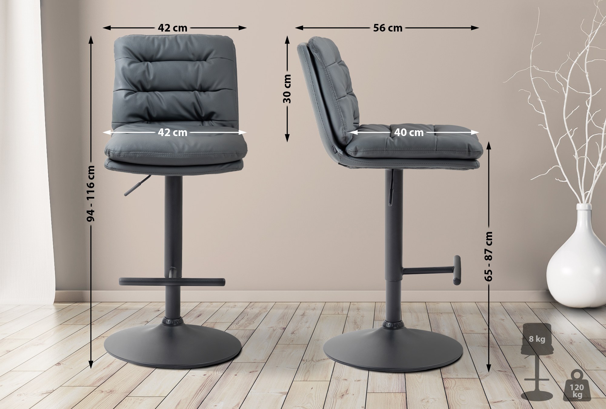 Tabouret de bar Damar similicuir