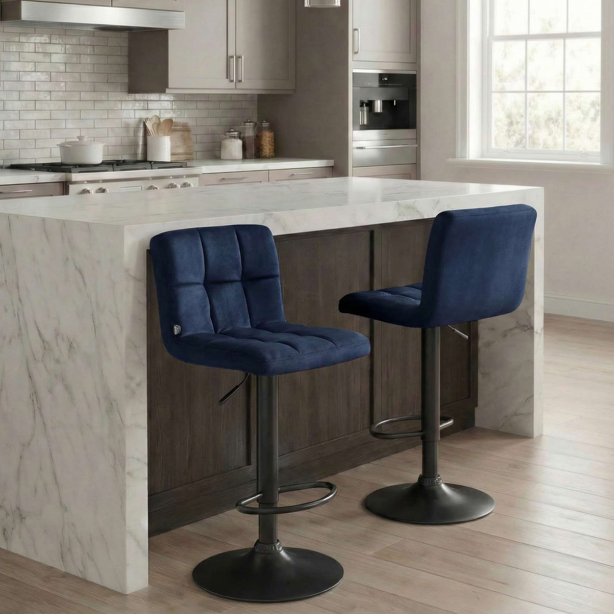 Lot de 2 tabourets de bar Peru velours
