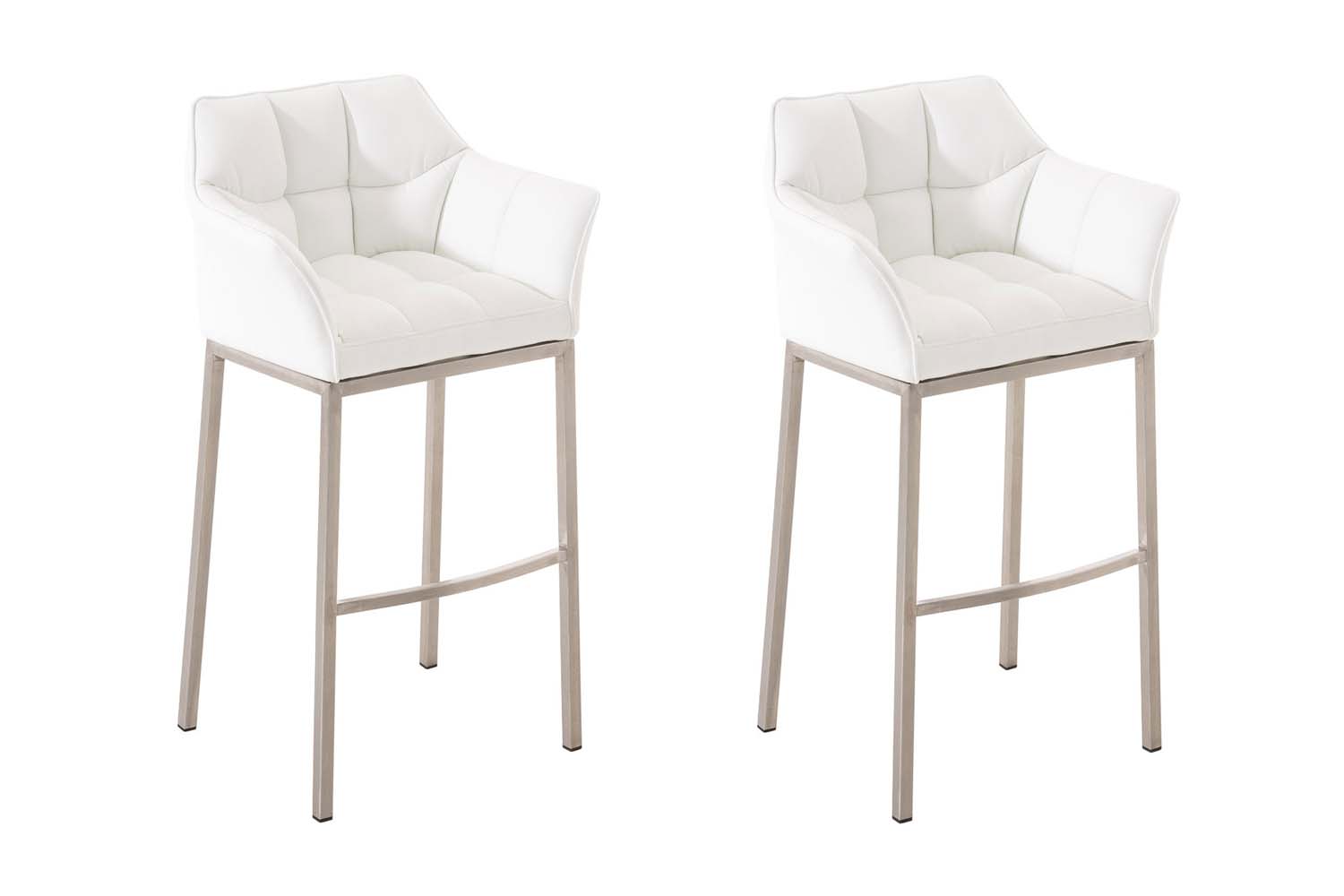 Ensemble de 2 tabourets de bar Damaso en similicuir avec piétement en métal