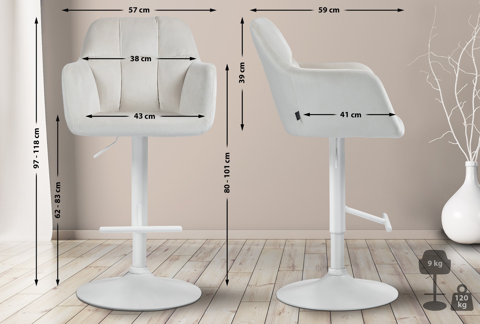 Tabouret de bar Natoma velours