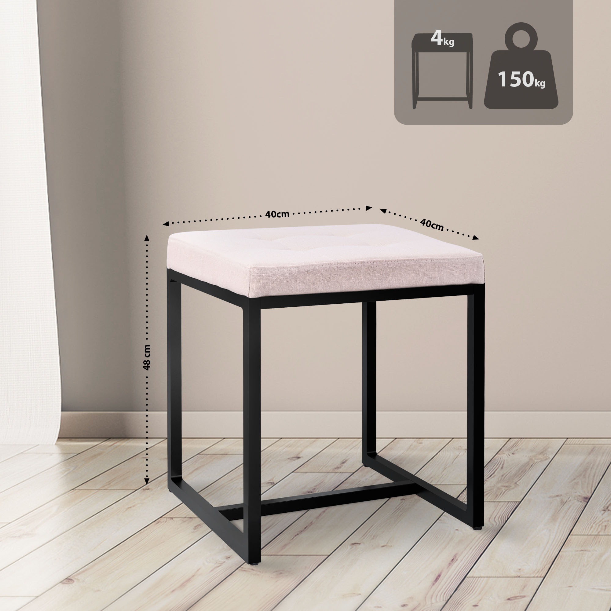 Pouf Barci avec structure noire