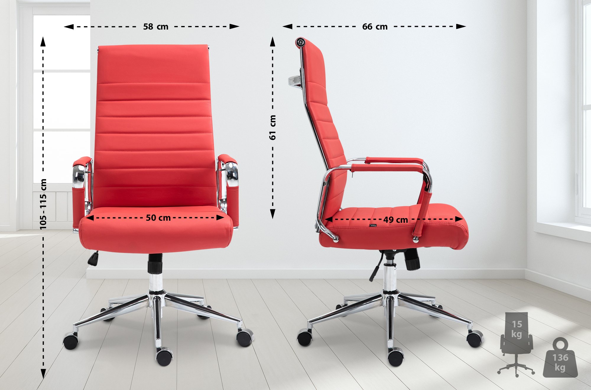 Chaise de bureau Kolumbus cuir véritable