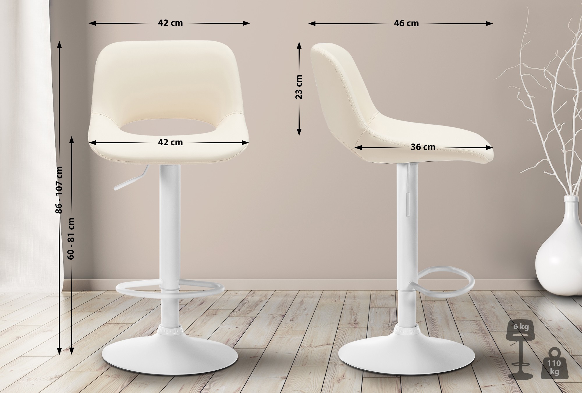 Lot de 2 tabourets de bar Camden en similicuir