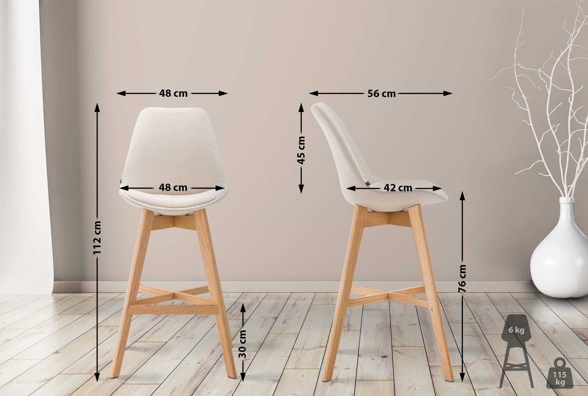 Tabouret de bar Cannes en tissu