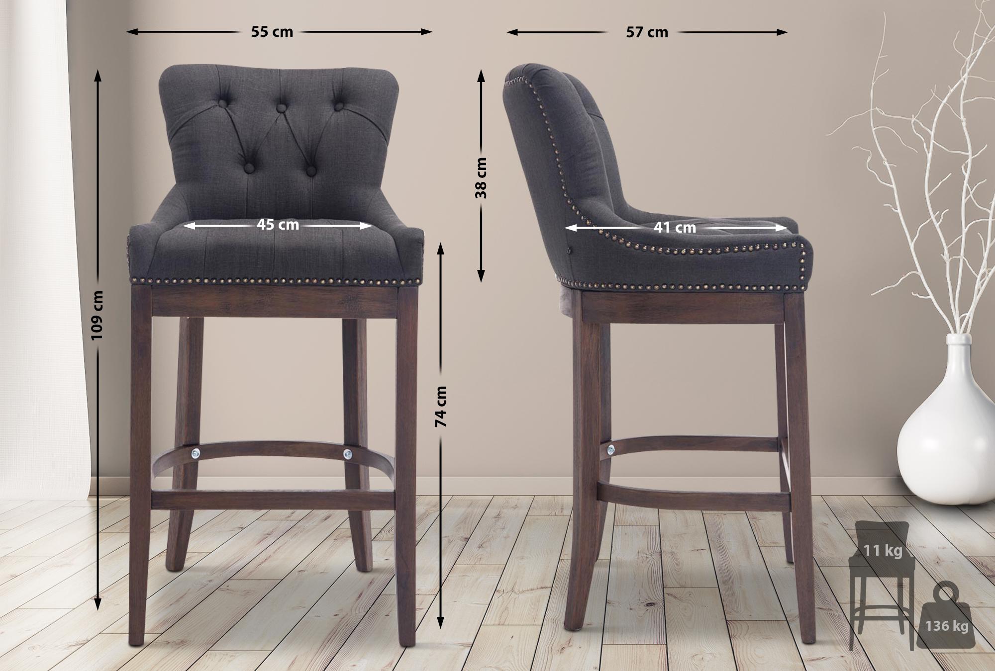 Tabouret de bar Lakewood tissu Piètement antique