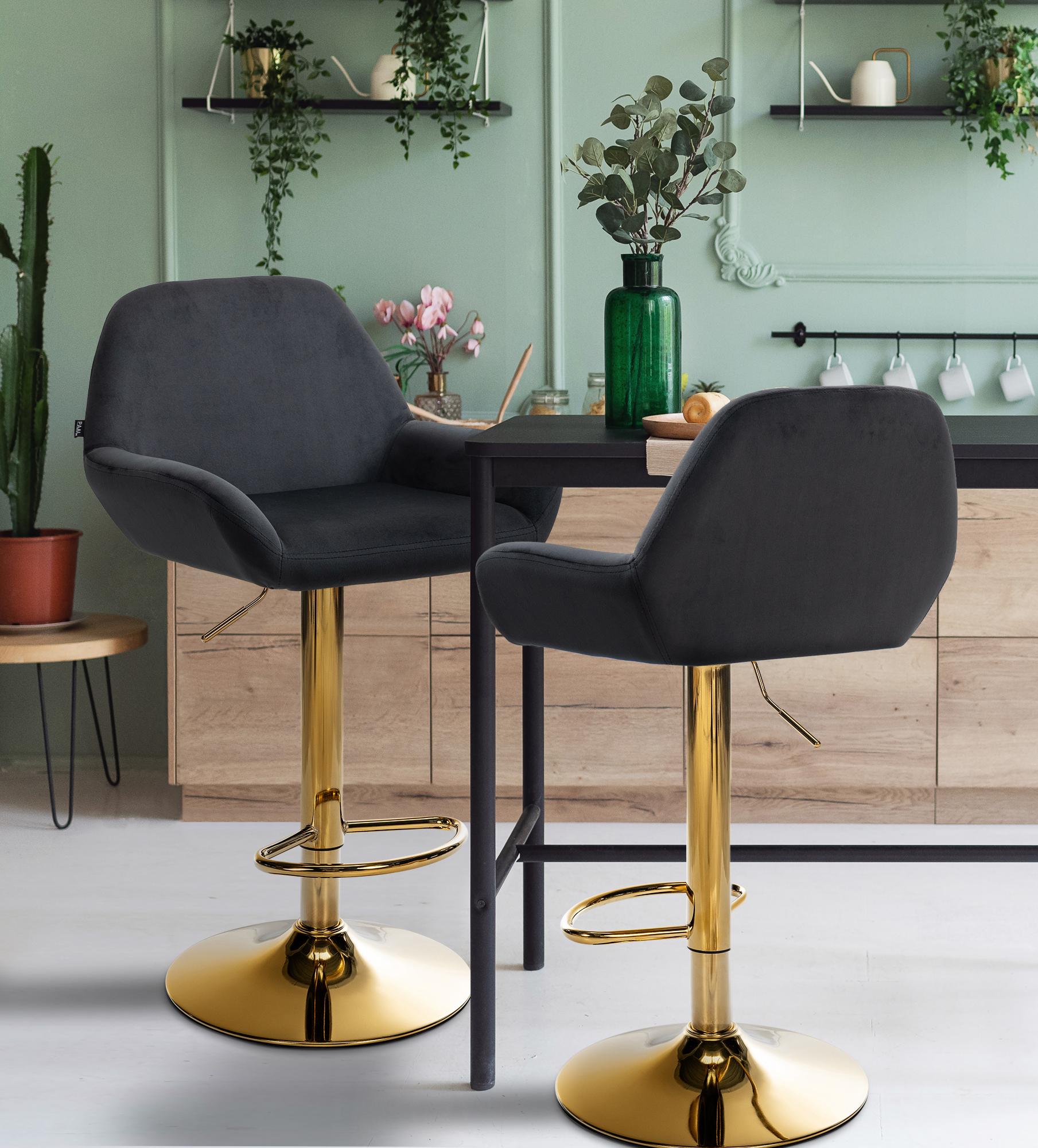Lot de 2 tabourets de bar Braga or velours
