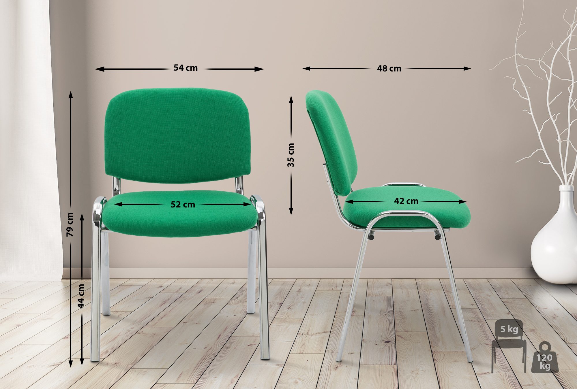 Chaise visiteur Ken support chromé tissu