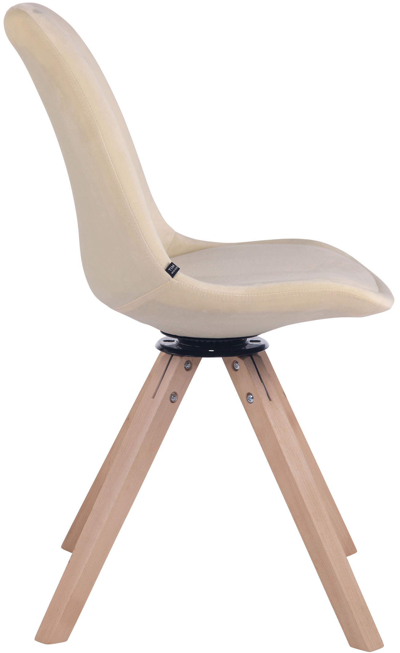 Chaise visiteur Troyes en velours avec piétement Carré en bois de hêtre ou de chêne