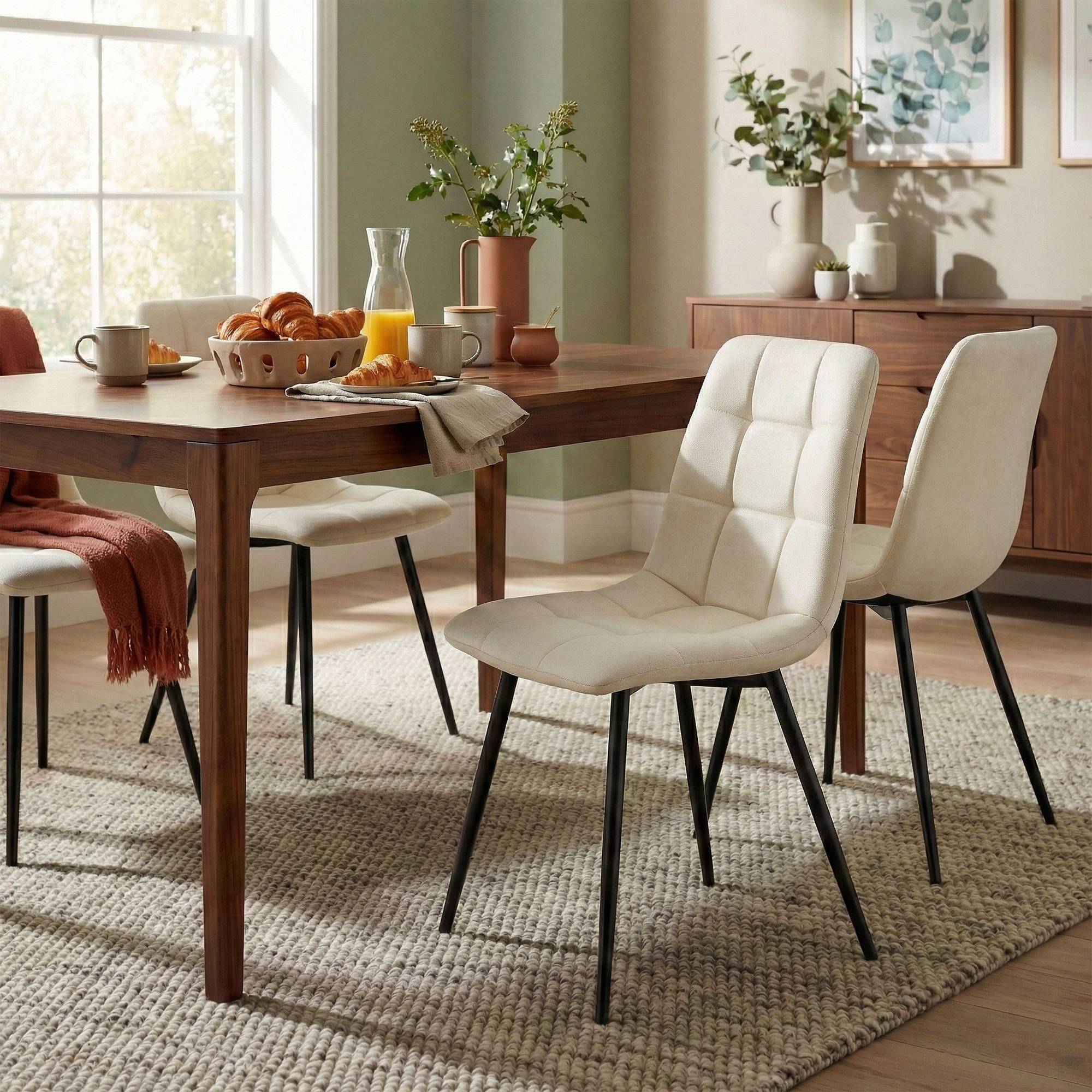 Lot de 4 chaises de salle a manger Antibes en tissu