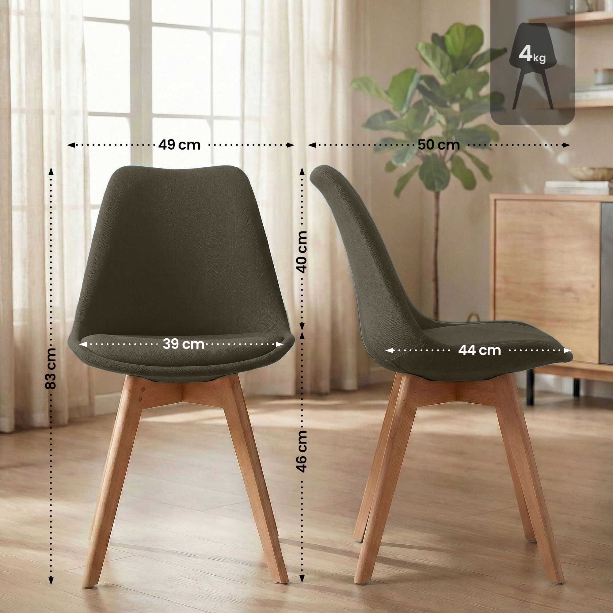 Lot de 4 chaises de salle a manger Linares
