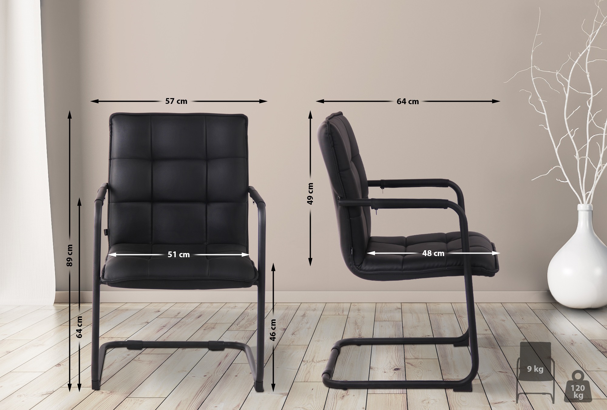 Chaise Cantilever Gandia en similicuir