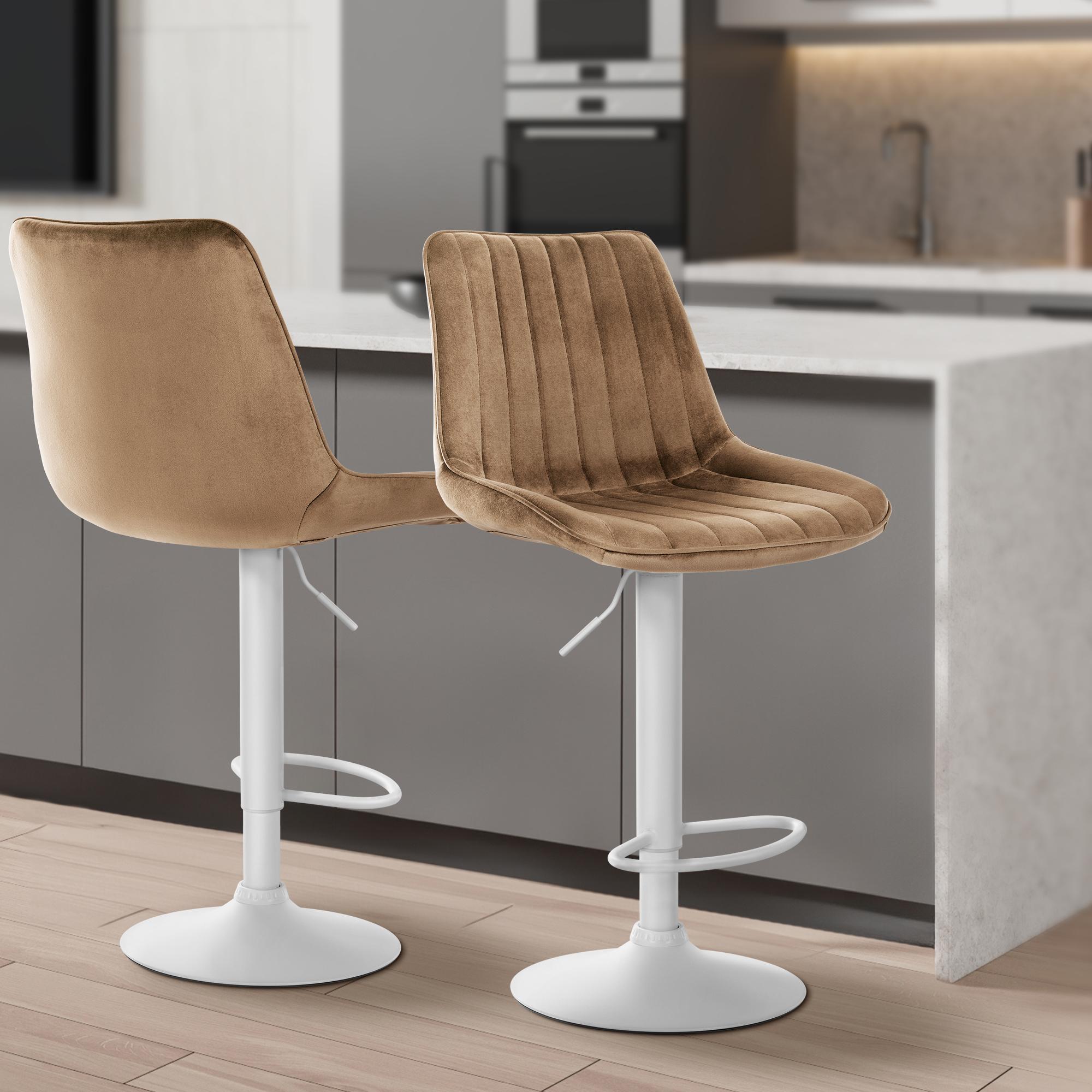 Tabouret de bar Toni en Velours Pied trompette en Métal