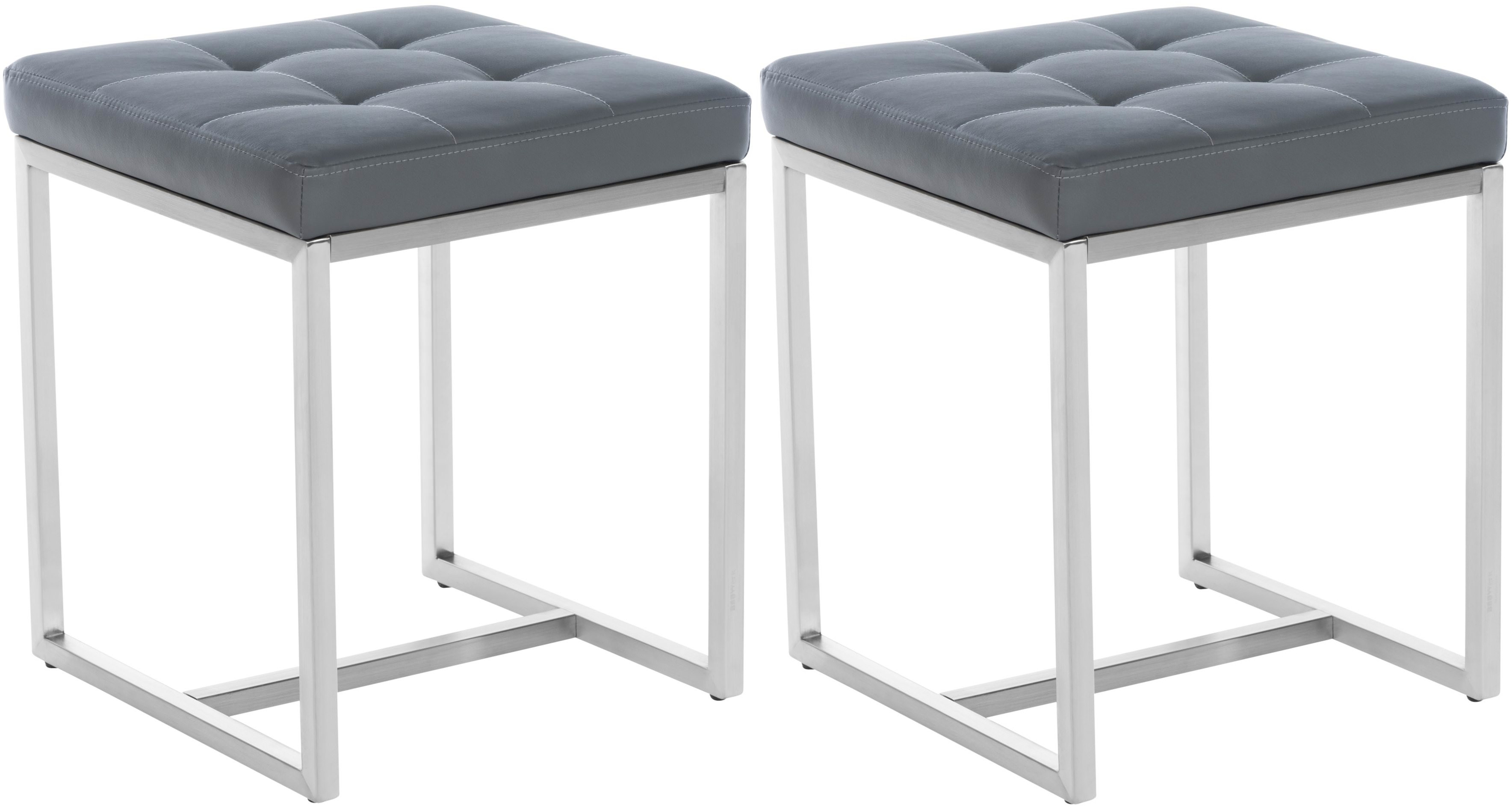 Lot de 2 tabourets bas Barci en similicuir