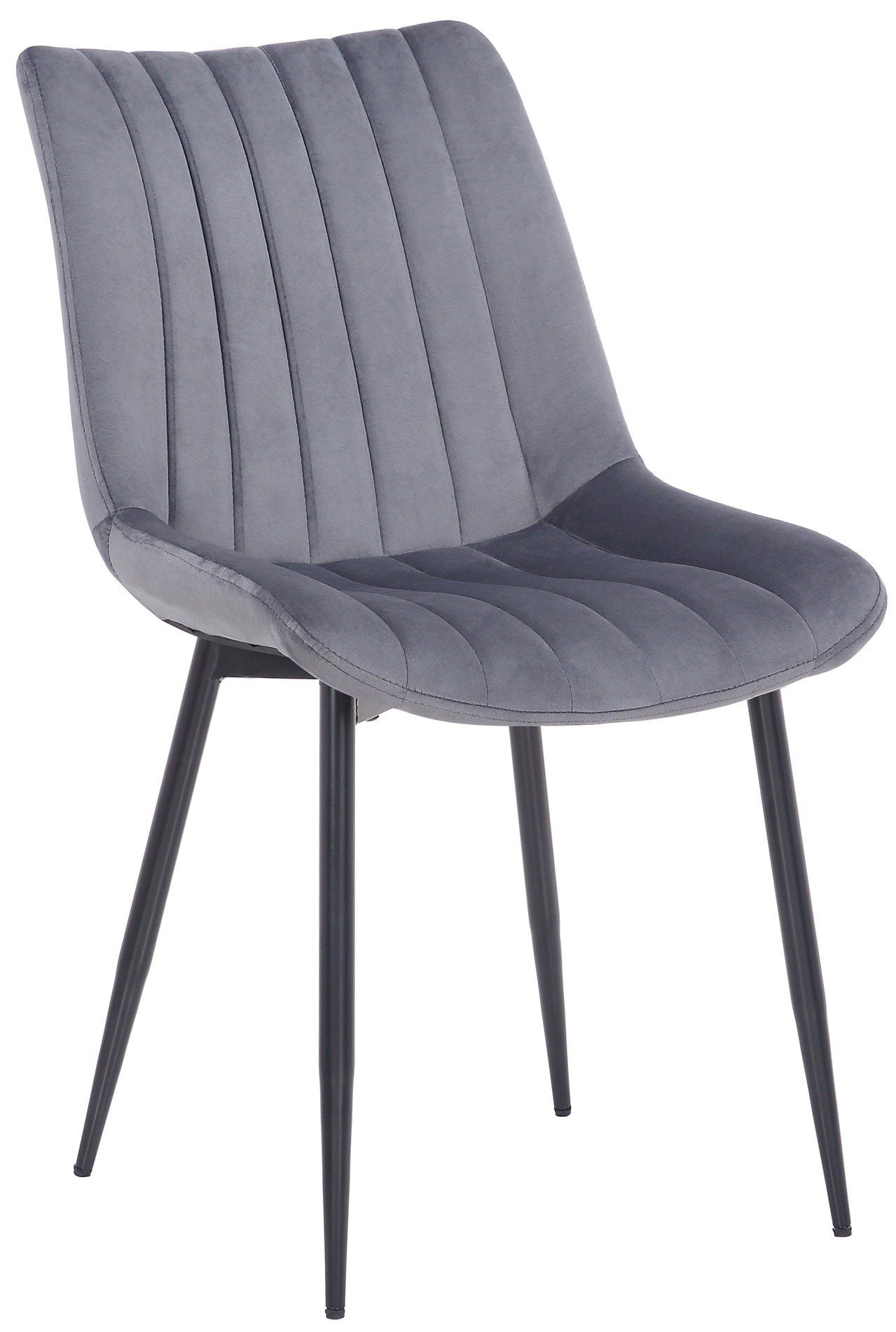 Lot de 2 Chaises de salle à manger Rahden en Velours avec Piètement en métal noir