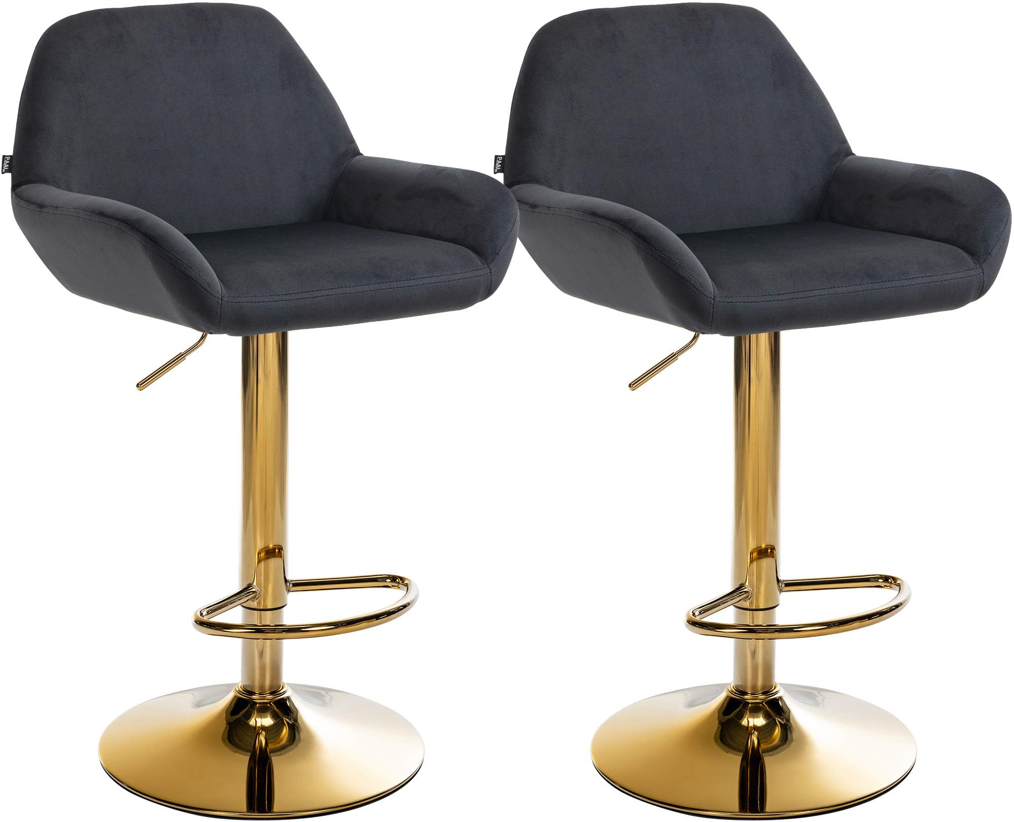 Lot de 2 tabourets de bar Braga or velours