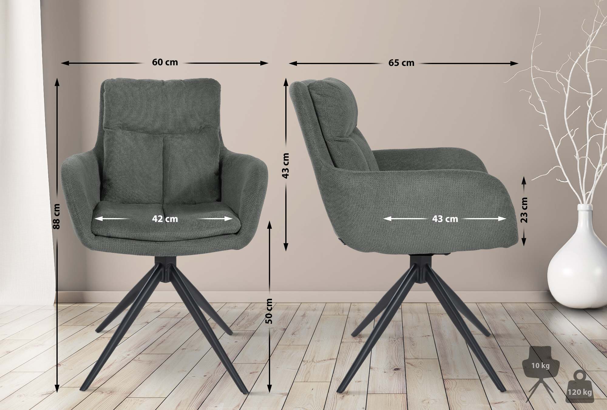 Chaise de salle à manger Vilas Tissu