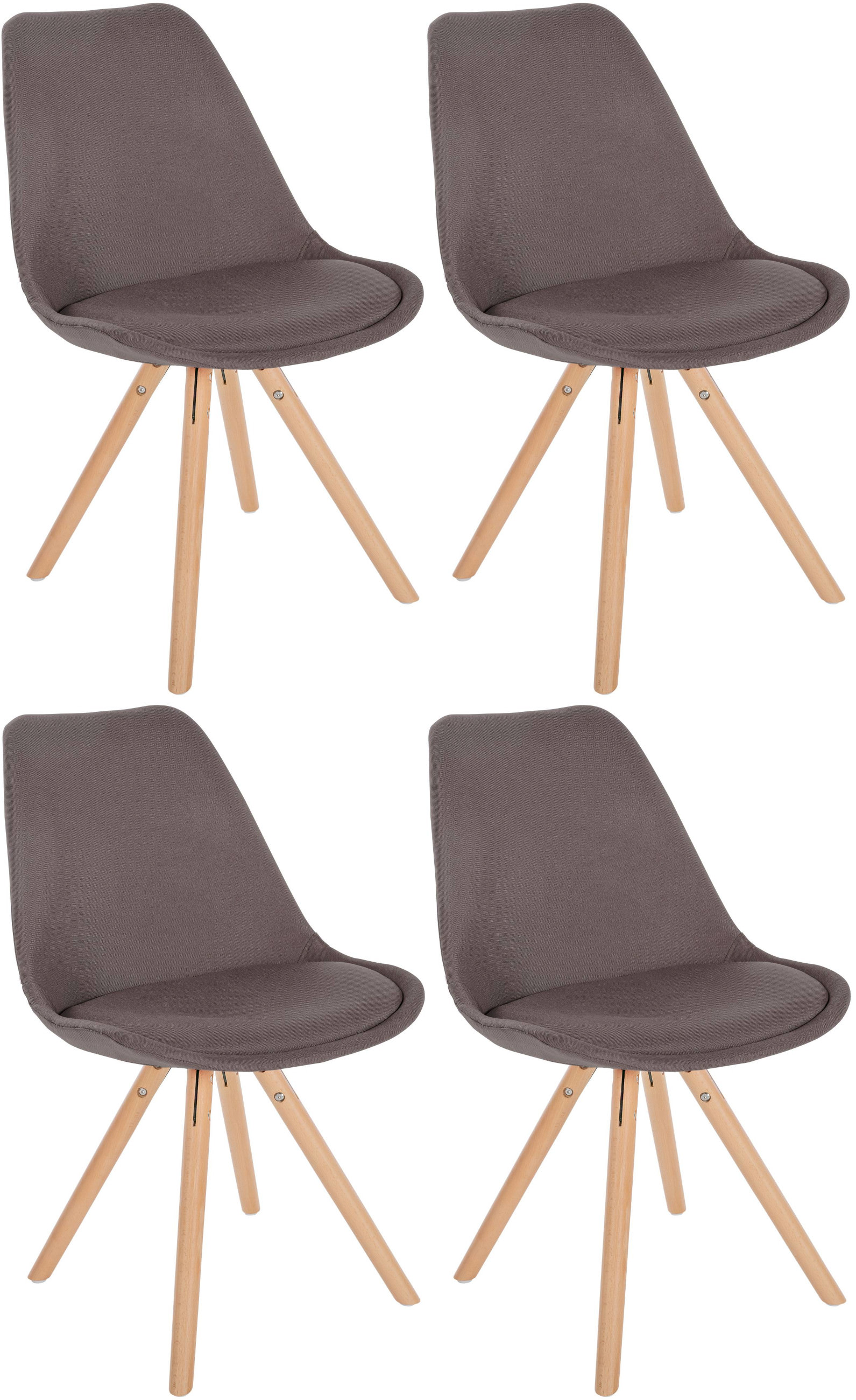 Lot de 4 chaises de salle à manger Sofia en tissu Pieds en bois
