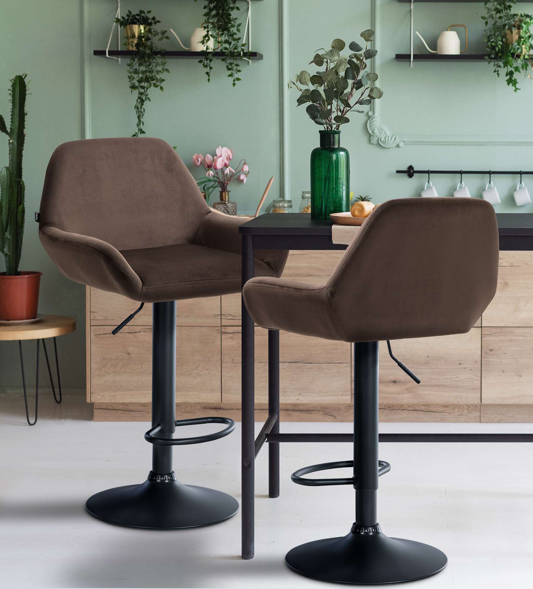 Ensemble de 2 tabourets de bar Braga en velours