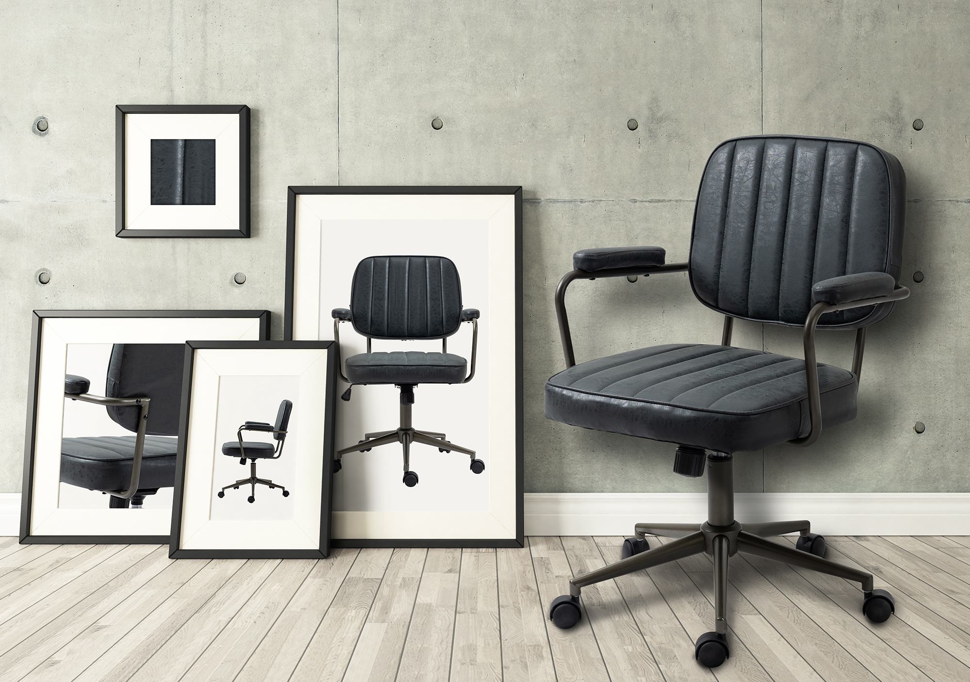 Fauteuil de bureau Retro Natrona en Similicuir ajustable et pivotant