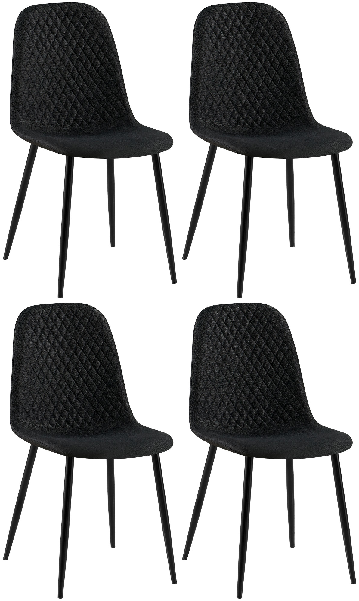 Lot de 4 Chaises de salle à manger Giverny avec Piètement en métal noir