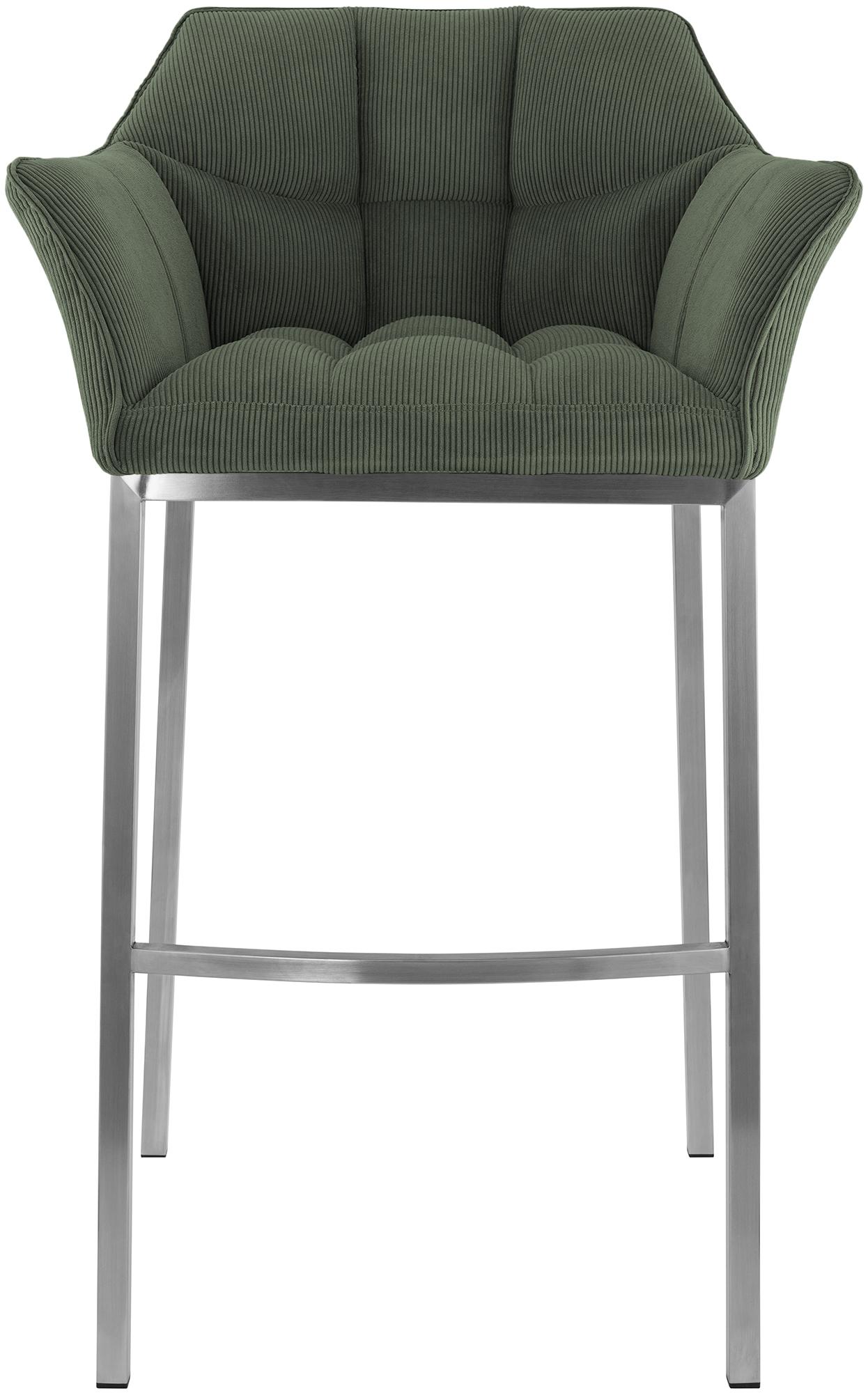 Tabouret de Bar Damaso en Velours Côtelé avec Piétement à Quatre Pieds