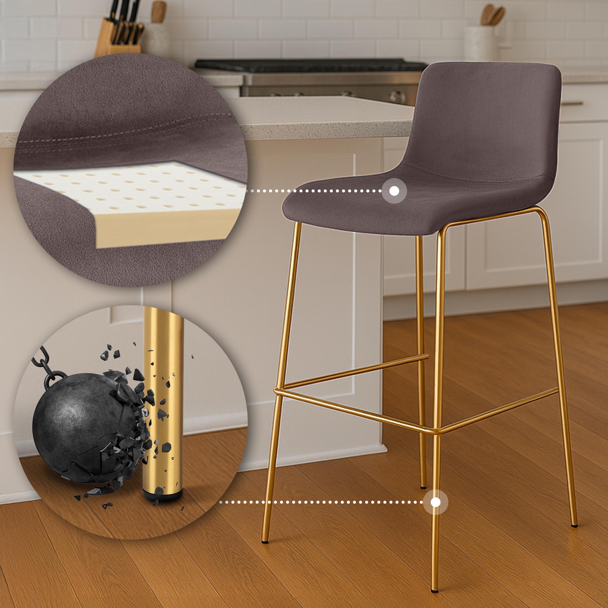 Tabouret de bar Hoover velours piètement 4 pieds or