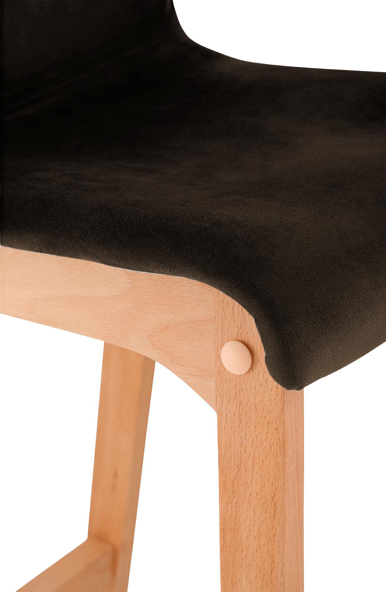 Tabouret de bar Hover velours piètement 4 pieds Natura