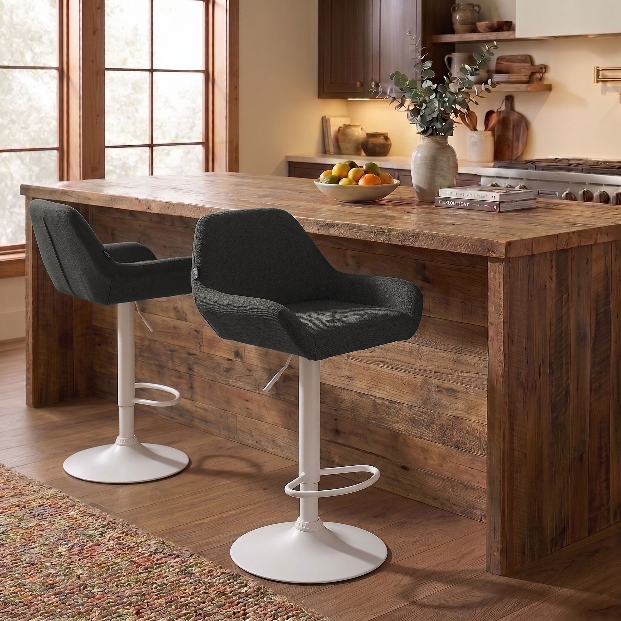 Lot de 2 tabourets de bar Braga en tissu