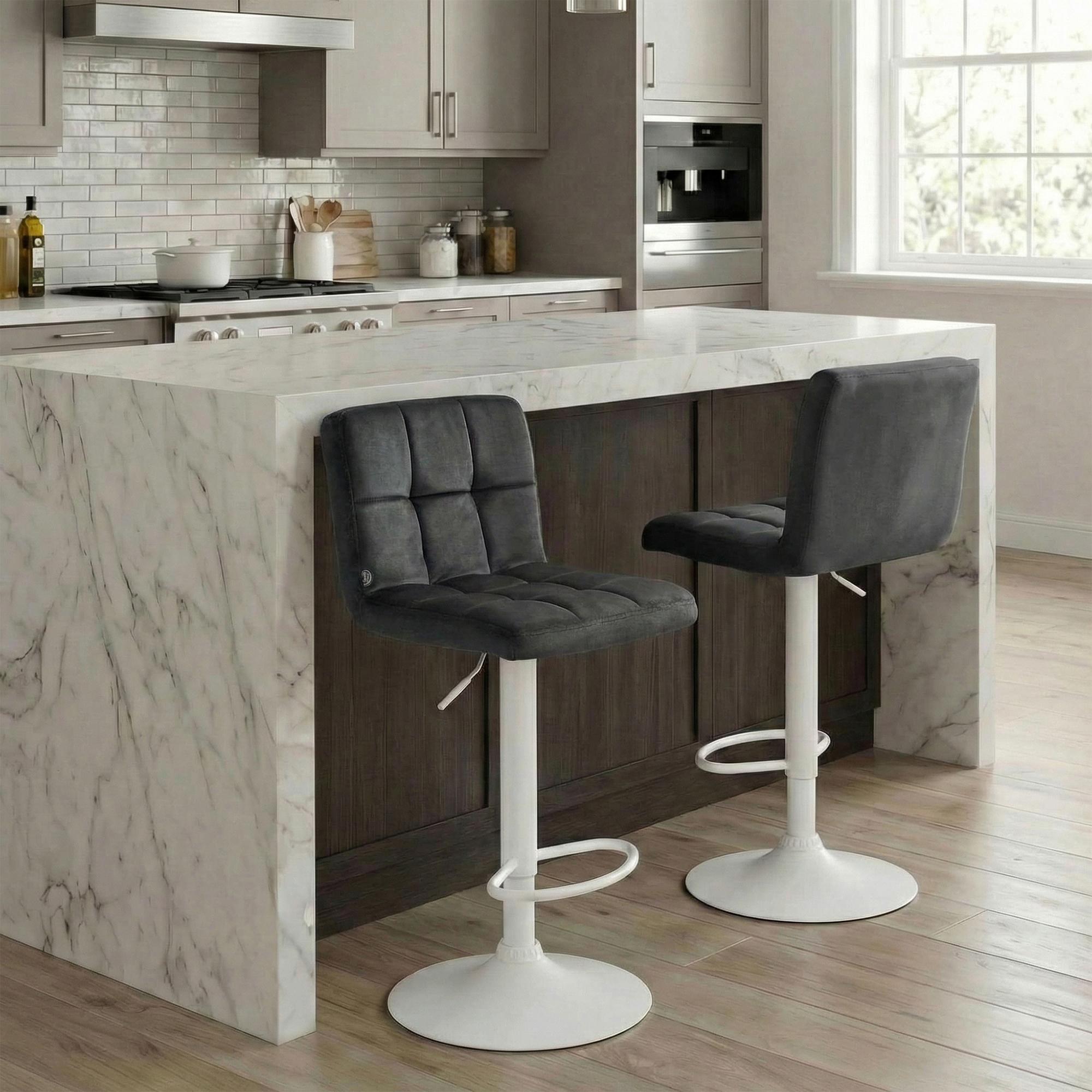 Lot de 2 tabourets de bar Peru velours