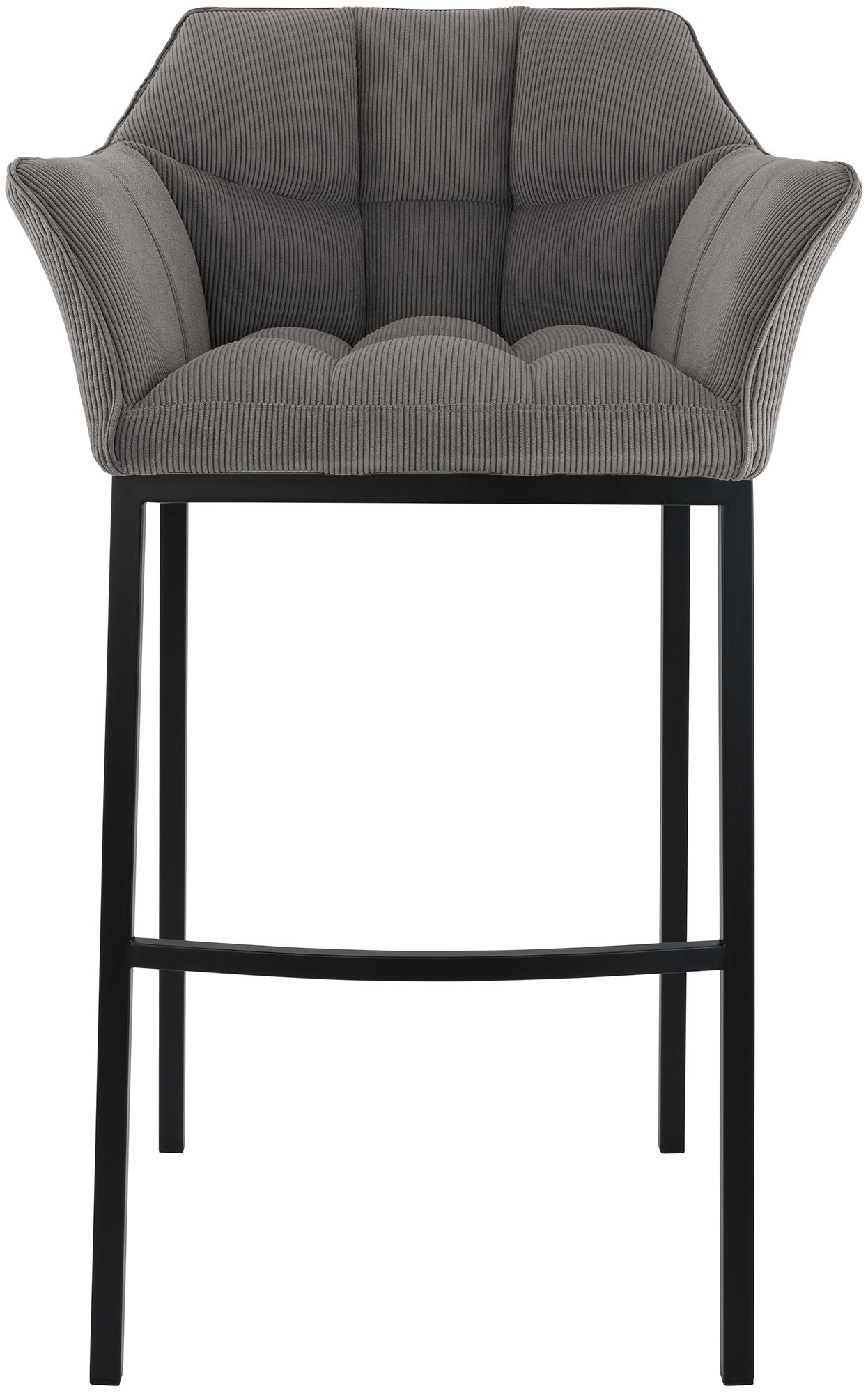 Tabouret de Bar Damaso en Velours Côtelé avec Piétement à Quatre Pieds