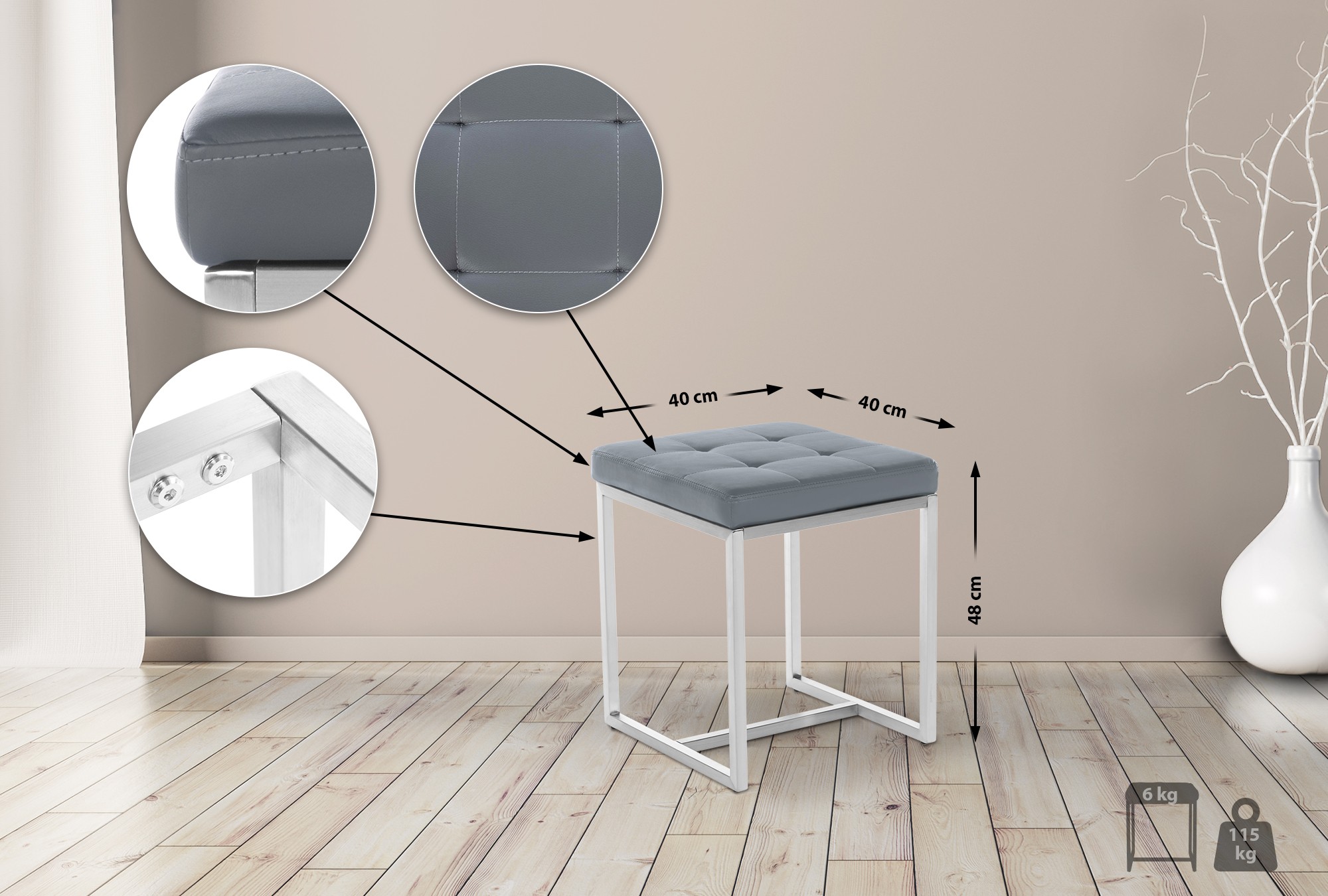 Tabouret cuisine Barci similicuir