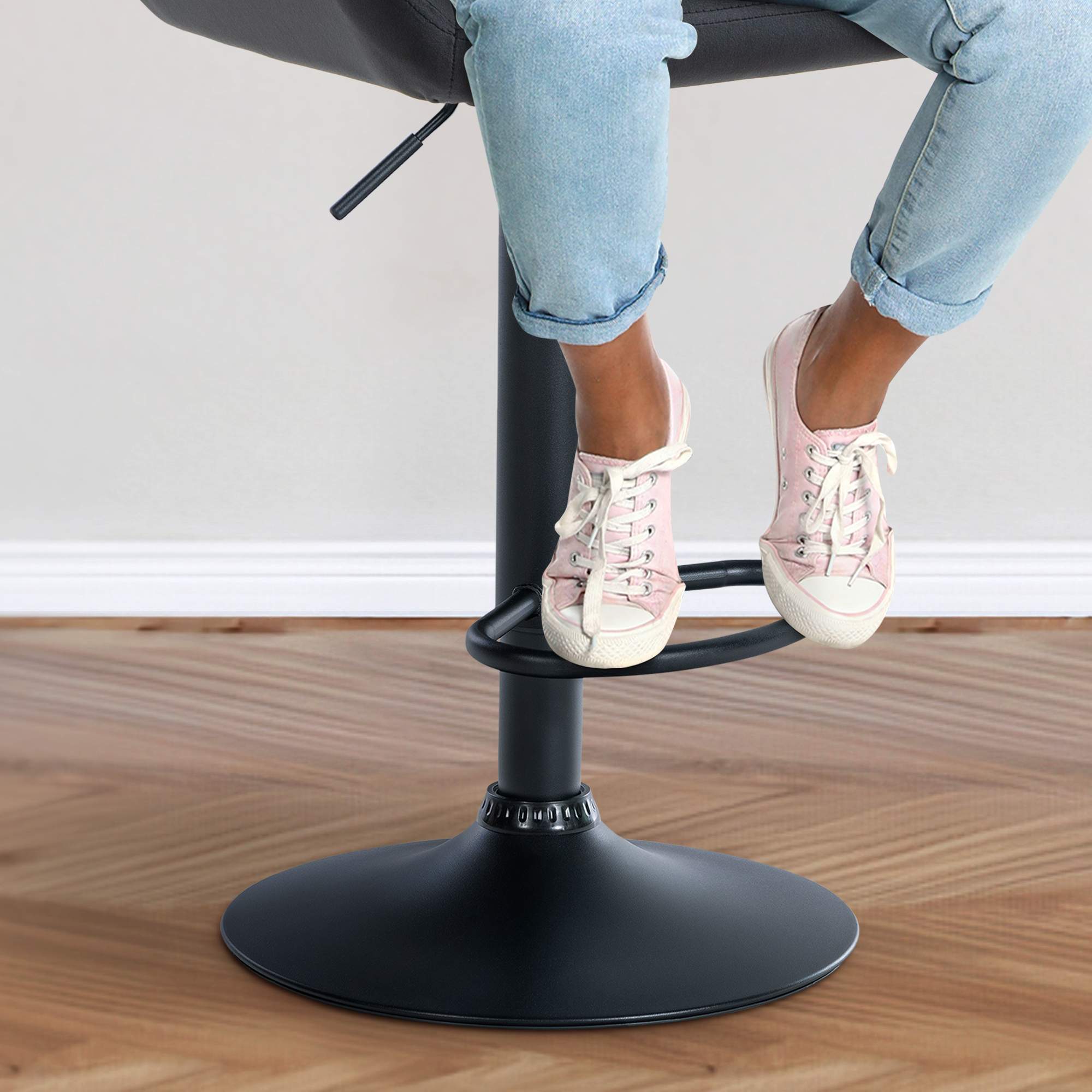 Tabouret de bar Braga Velours avec pied en métal réglable et pivotant