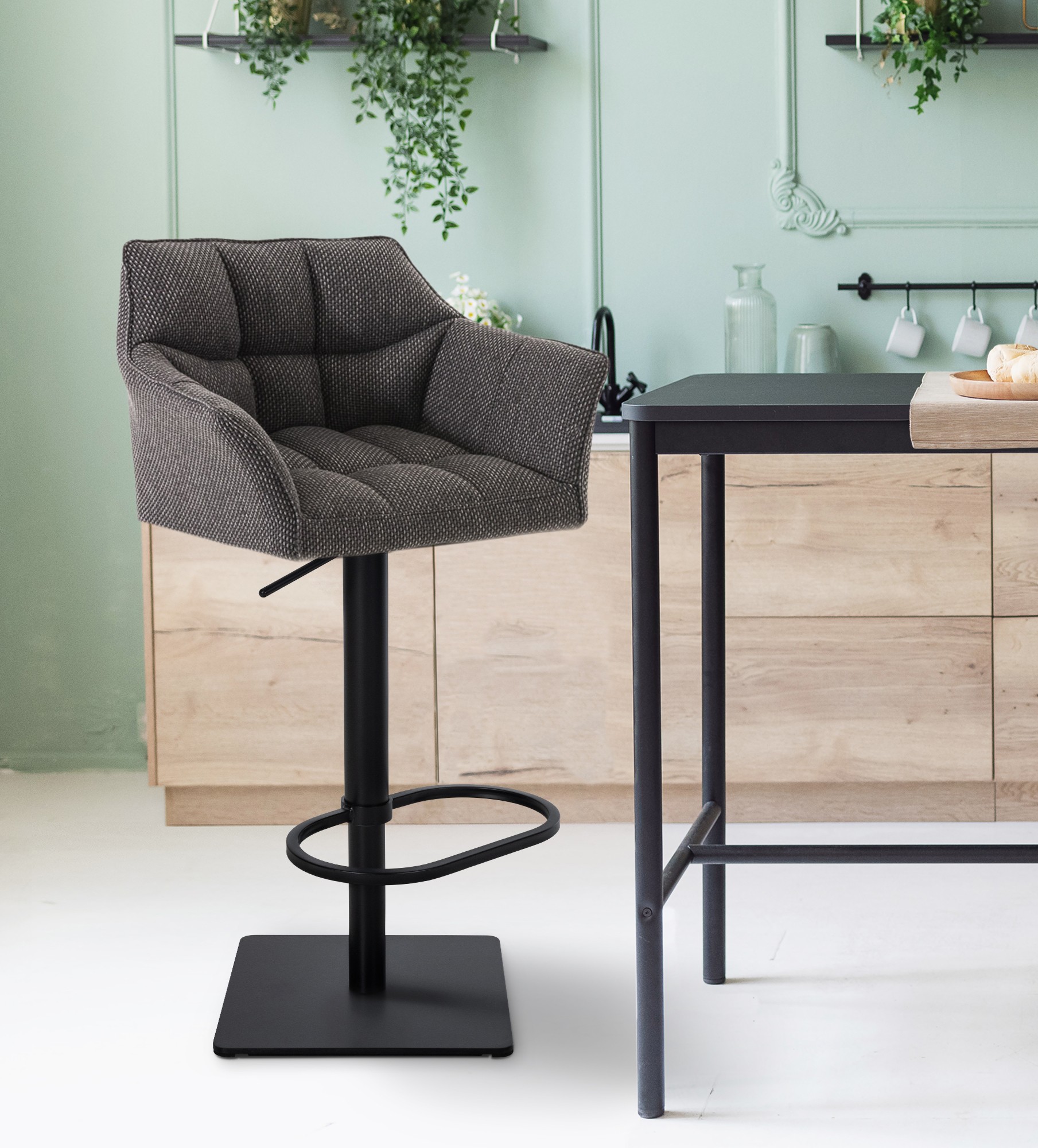 Tabouret de bar Damaso avec revetement en tissu