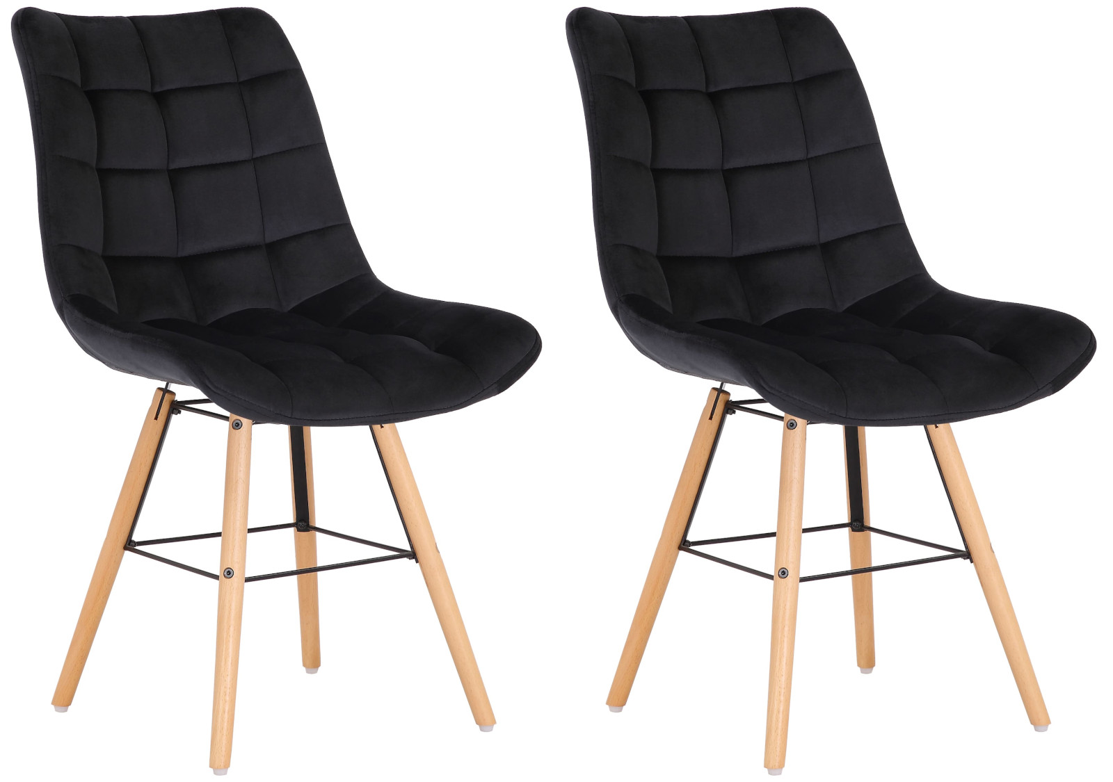 Lot de 2 chaises de salle à manger Leni velours