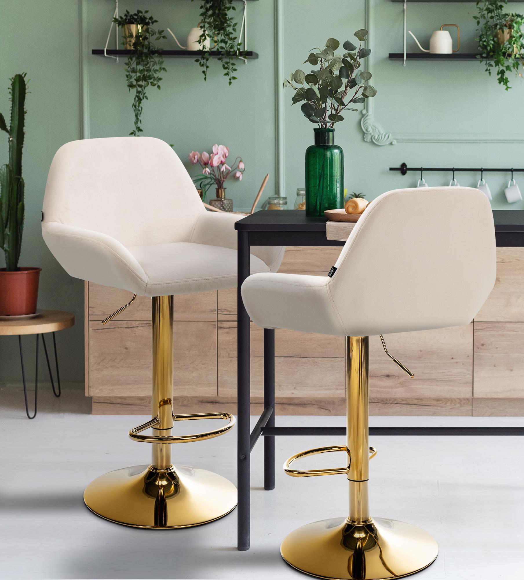 Lot de 2 tabourets de bar Braga or velours