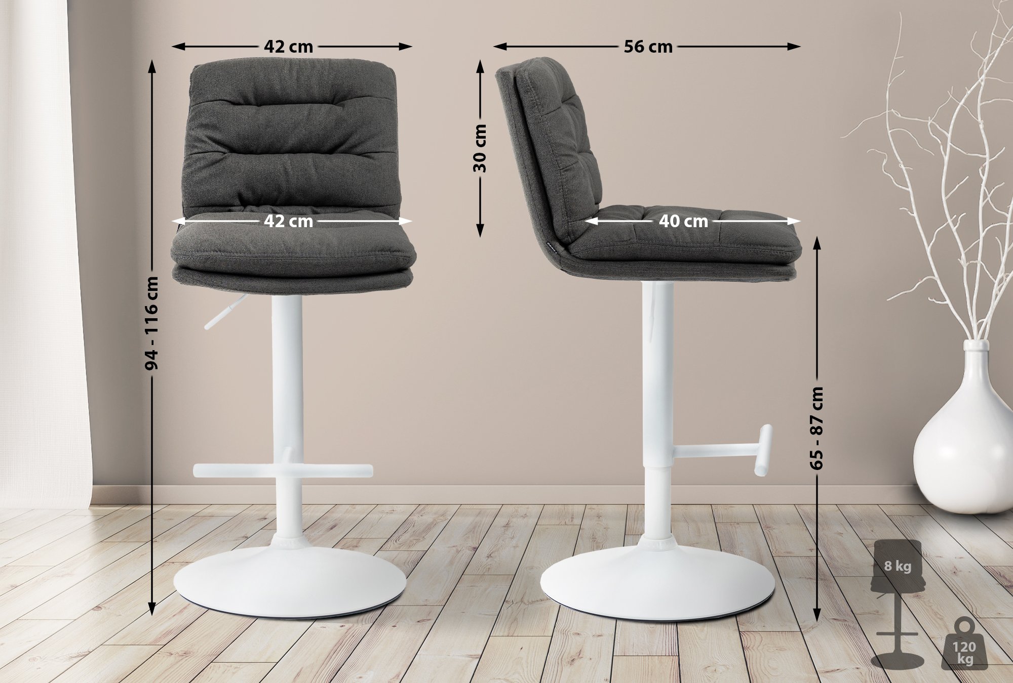 Tabouret de bar Damar Tissu