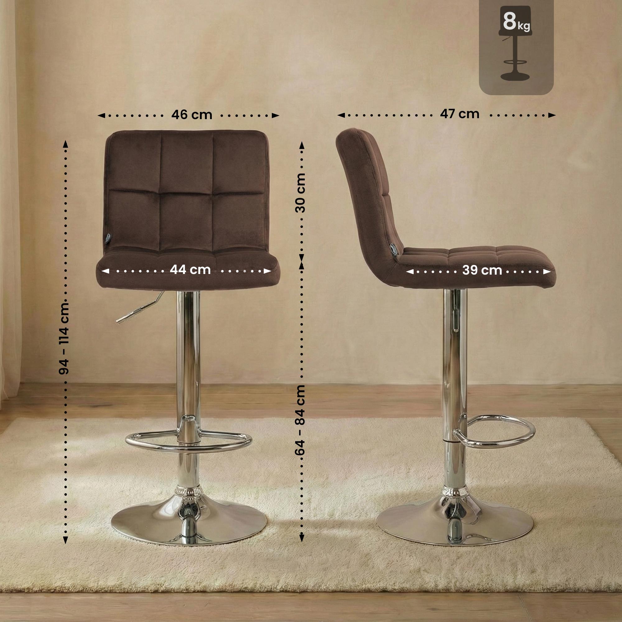 Lot de 2 tabourets de bar Peru velours