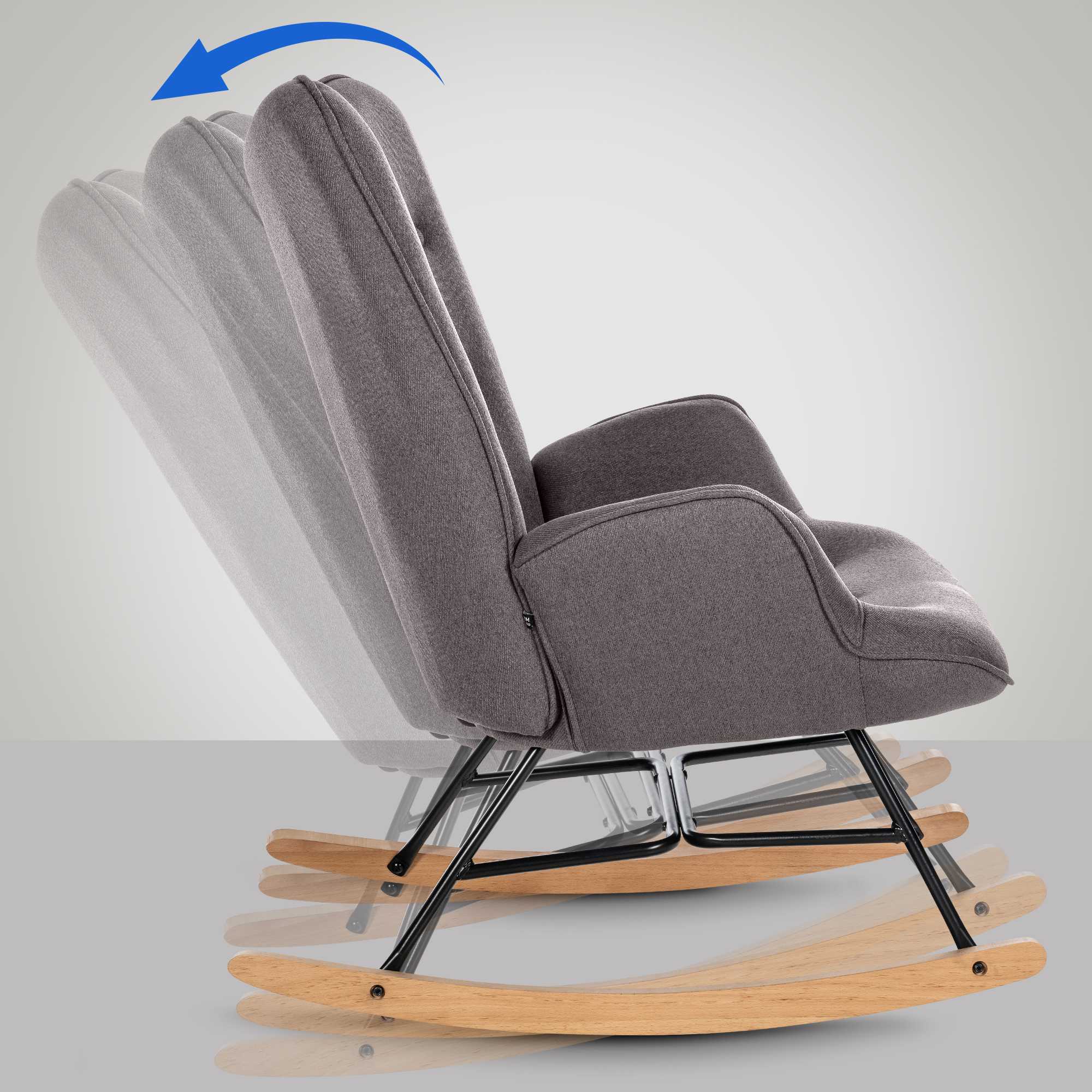 Fauteuil à bascule Sanka en tissu