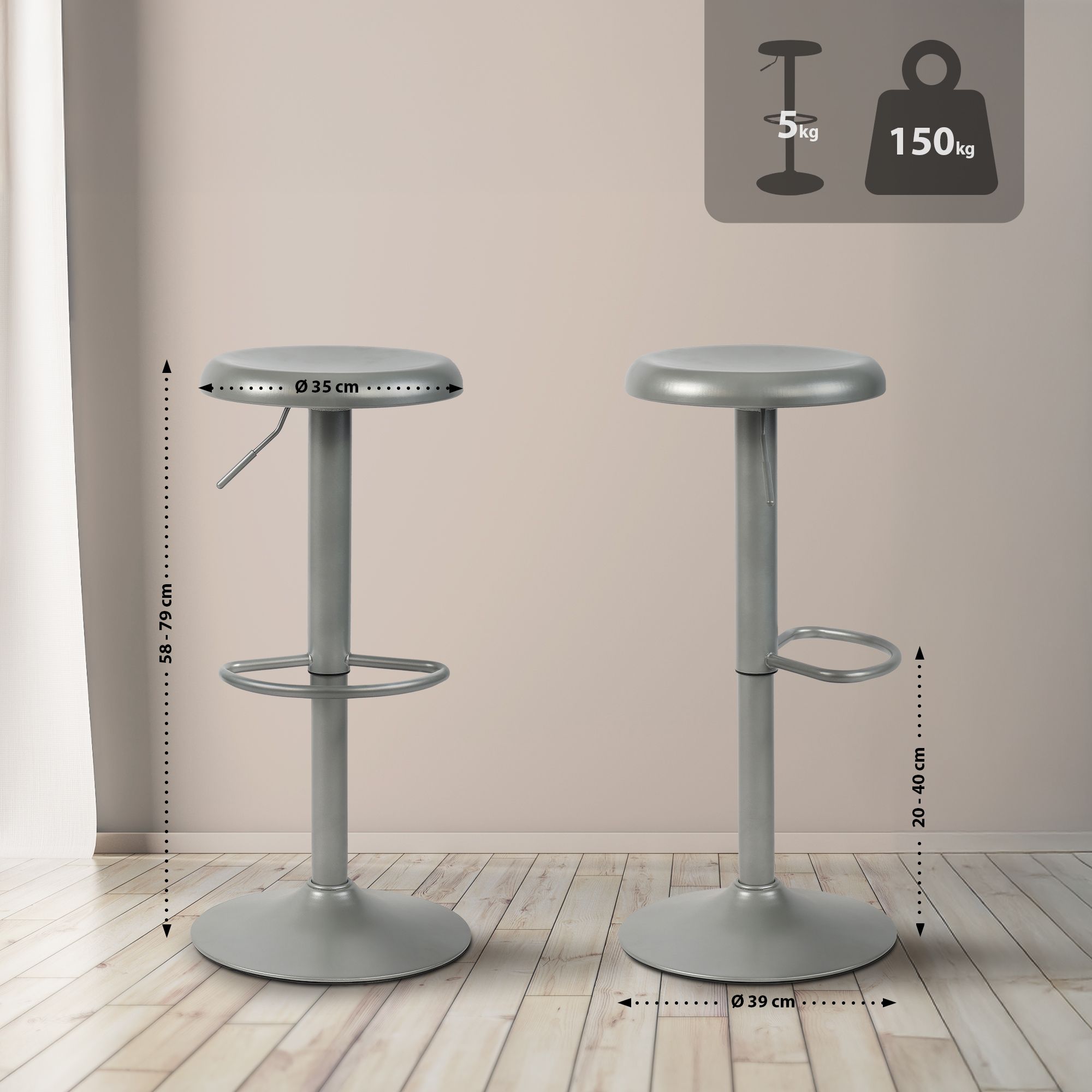 Lot de 2 tabourets de bar Williston