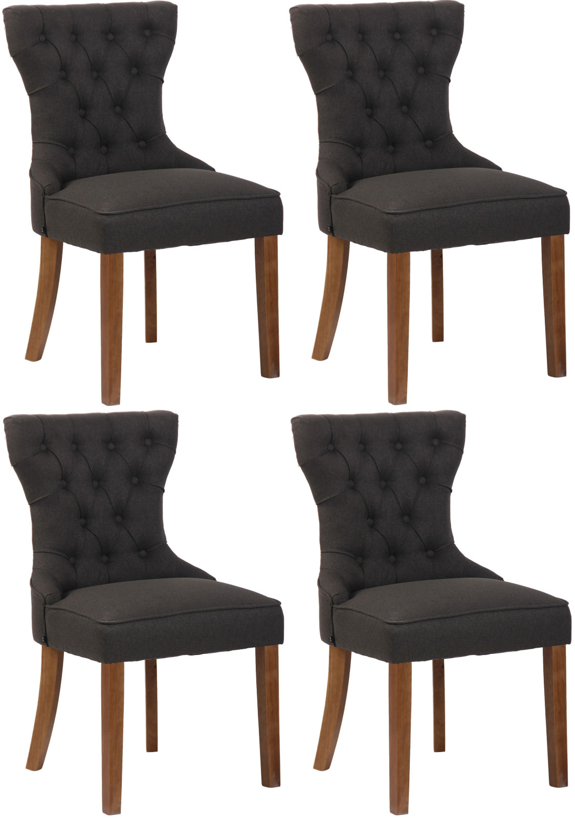 Lot de 4 Chaises de salle à manger Franca en tissu avec pieds en bois