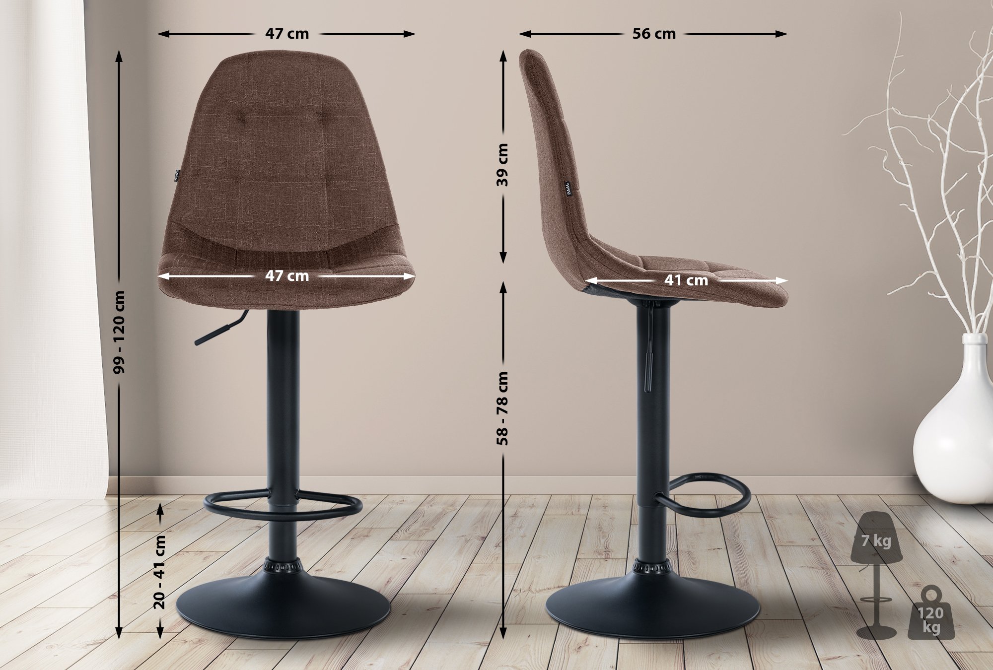 Tabouret de bar Elmore Tissu