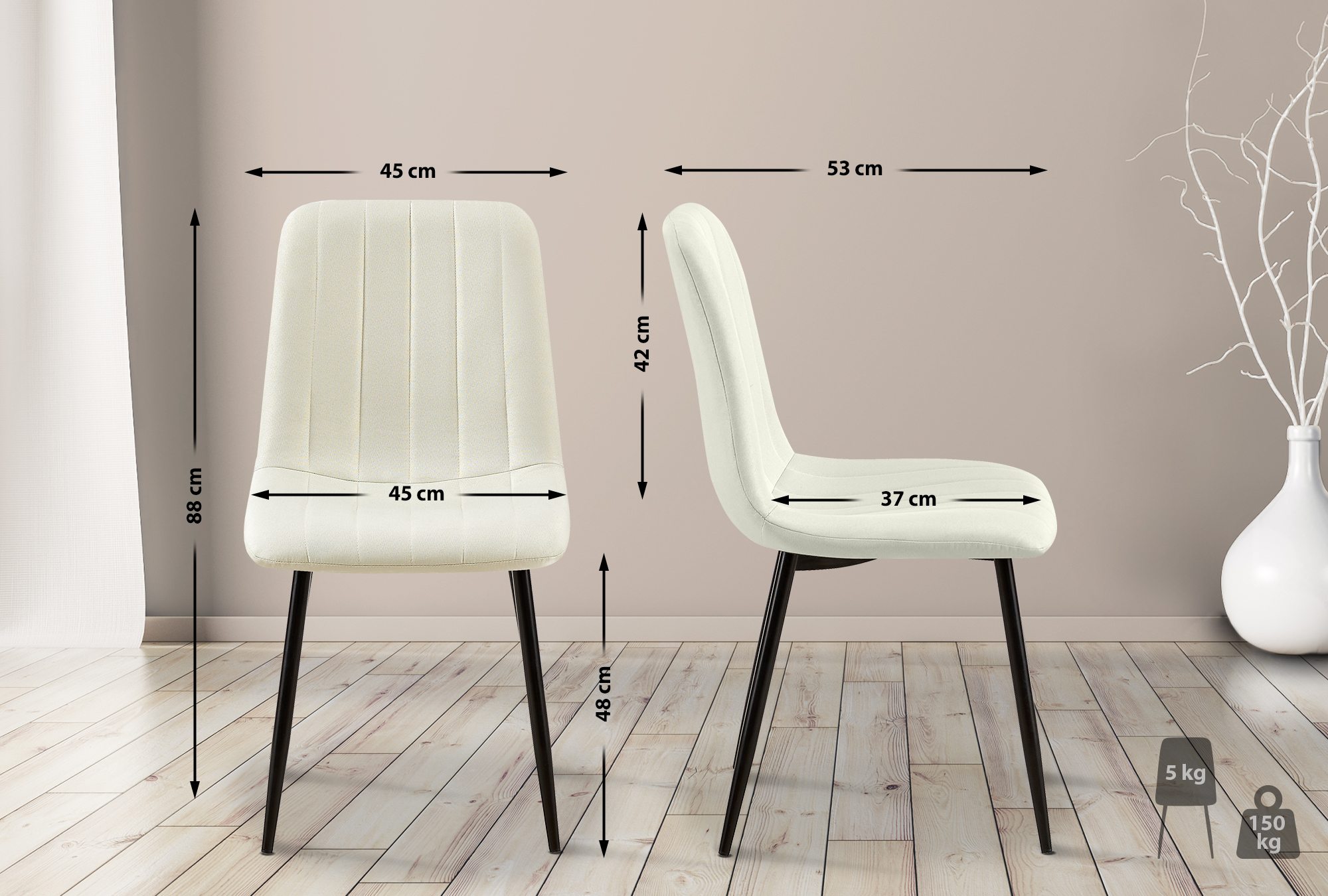 Chaise de salle à manger Dijon avec Piètement en métal noir
