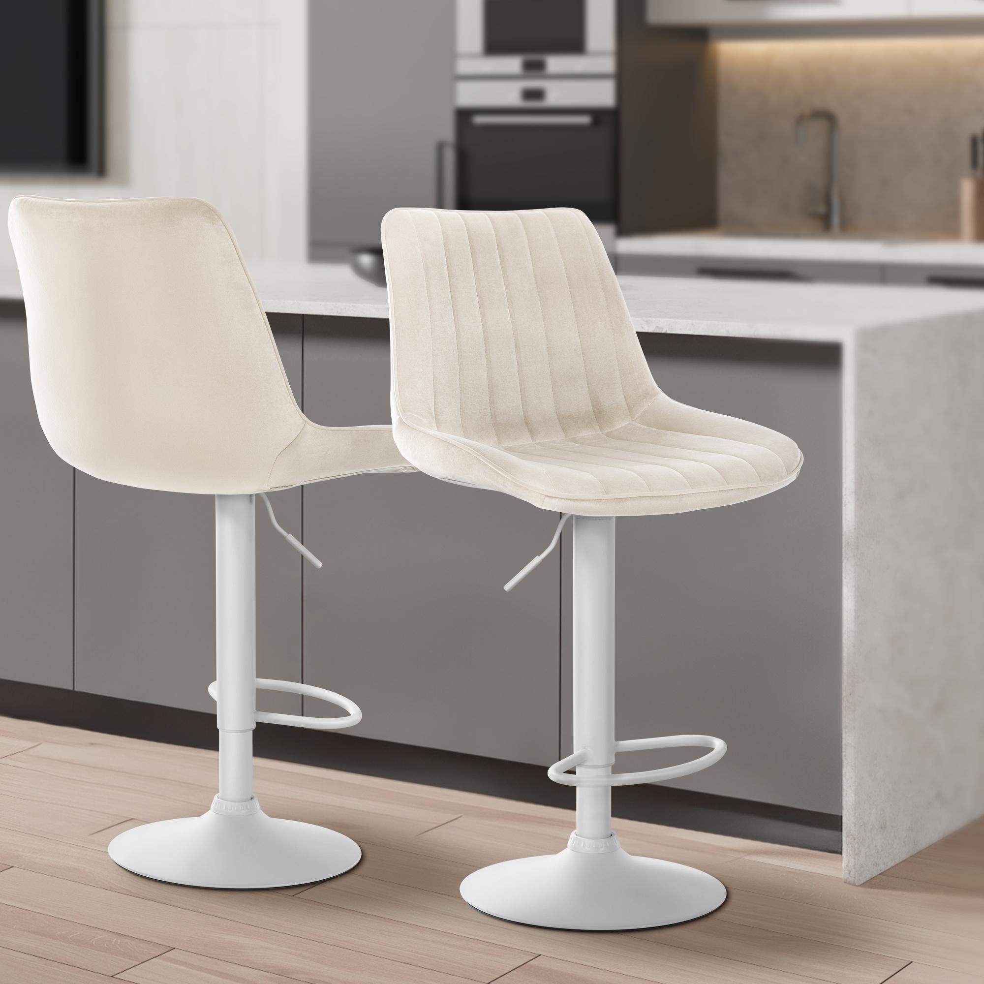Tabouret de bar Toni en Velours Pied trompette en Métal